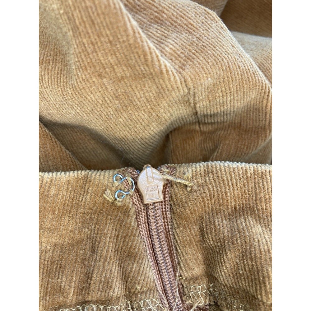 Corduroy Boho Hippie Pants Women's L Brown 70s Retro Flare Mid Rise Pull On TCEC - Picture 9 of 10